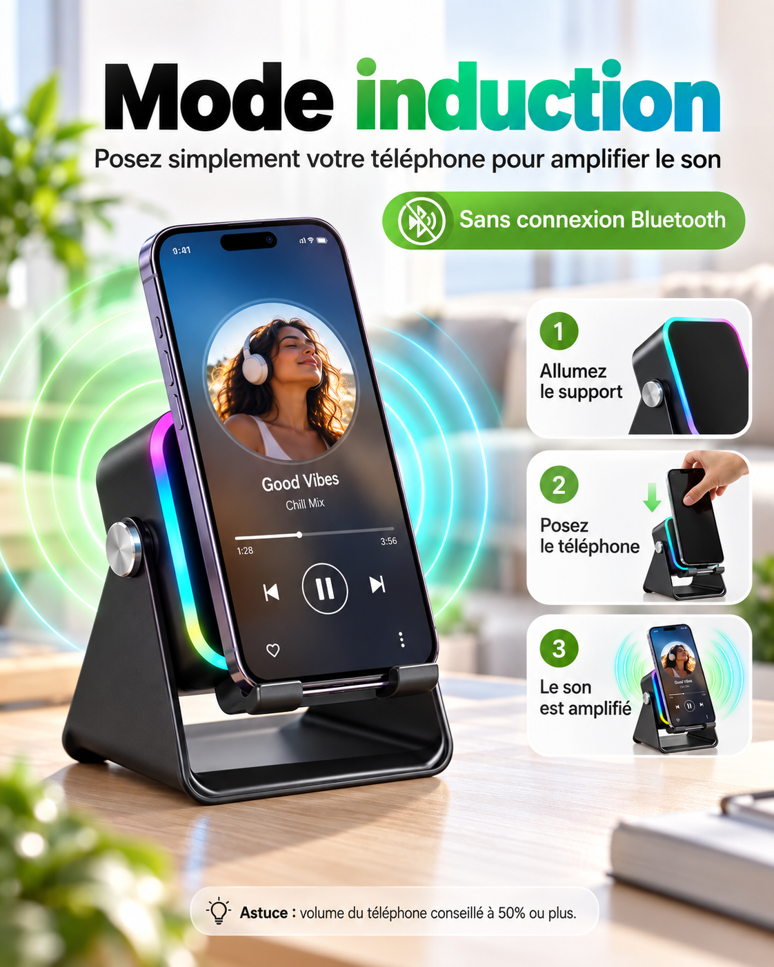 Amplification audio par induction